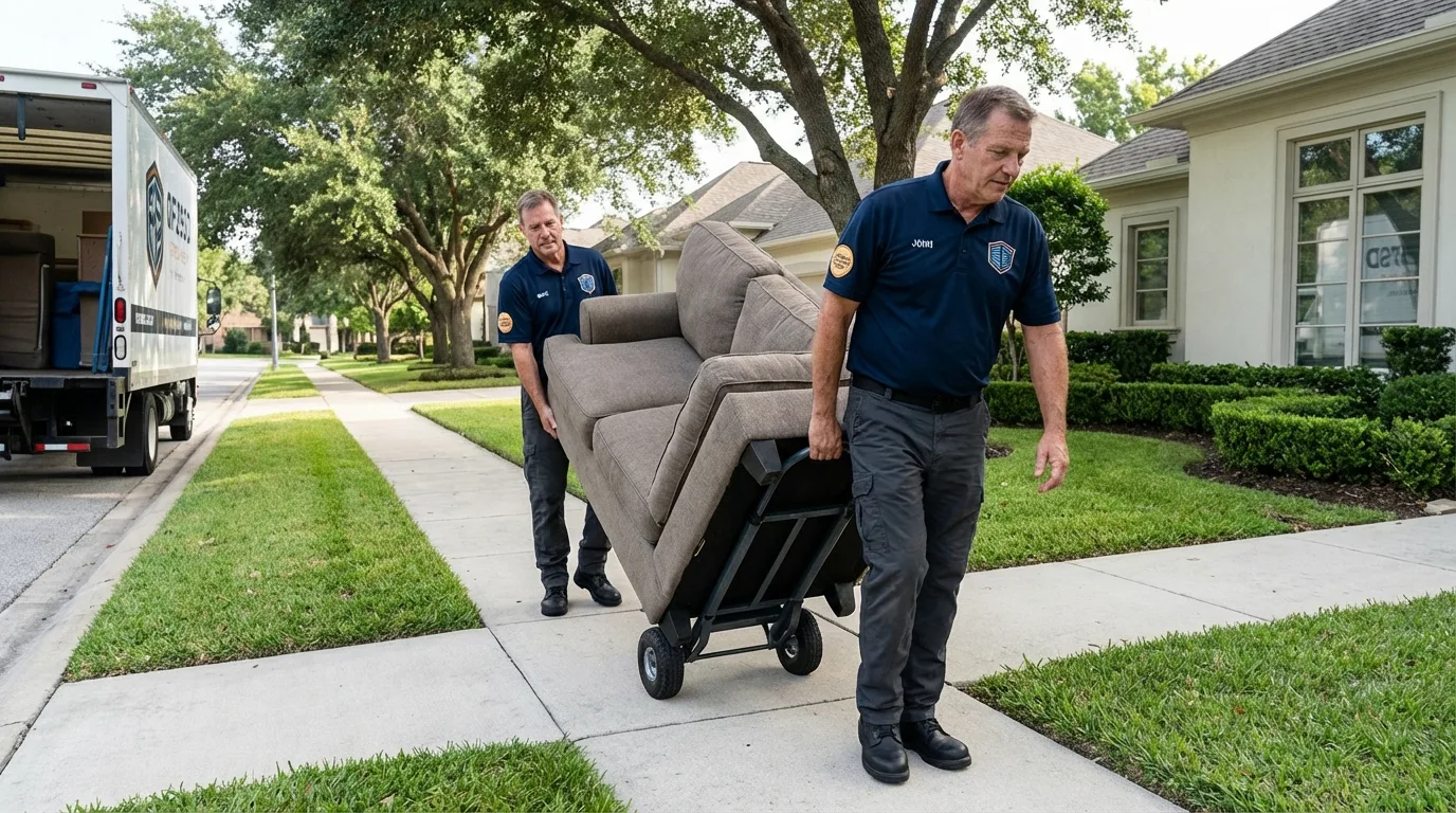 Local residential moving crew loading furniture in Elm Grove, WI